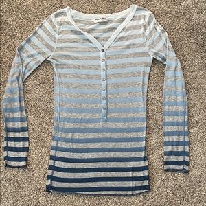 Michael Stars Gray and Blue Striped Tee